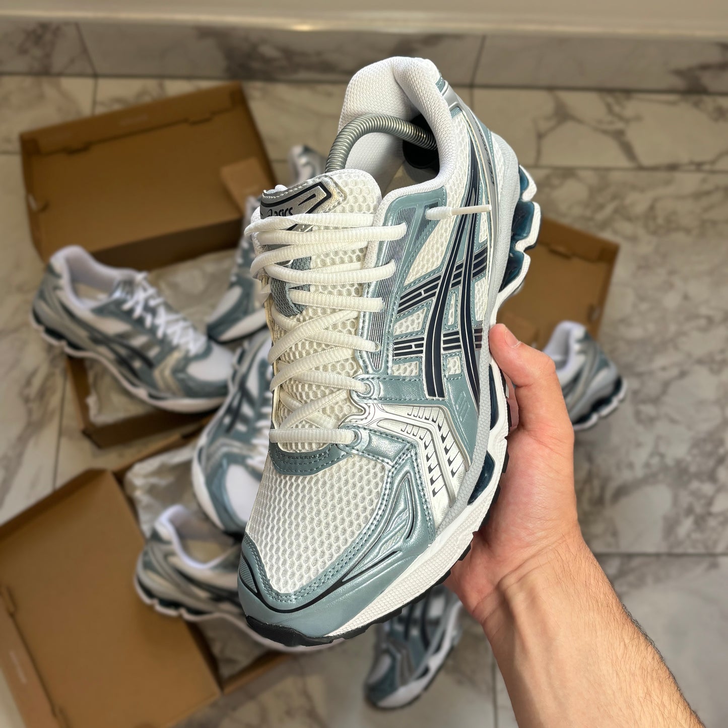 ASICS GEL KAYANO 14 WHITE-FJORD GREY (RARE)